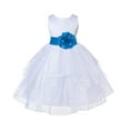 thumbnail image 2 of Ekidsbridal Girl Pageant Flower Girl Dress - White Tiered Organza with Bow Sash 4613T-A (Size: S-12), 2 of 3
