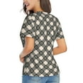 thumbnail image 3 of Xecao Daisy Plaid Black for Women's V-Neck T-Shirts-Elegant Half-Sleeve Tops Perfect for Summer-X-Large, 3 of 5