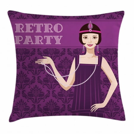 Pin Up Girl Throw Pillow Cushion Cover 20s Style Short Hair