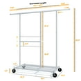 thumbnail image 4 of HOKEEPER 460lbs Clothing Garment Rack Rolling Clothes Rack with Wheels for Hanging Clothes Commercial Grade Adjustable Silver, 4 of 9