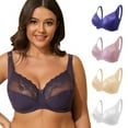 thumbnail image 3 of Women Bra Unlined Underwire Full Figure Lace Bra Plus Size Full Coverage Unpadded Bra Lace Bra, 3 of 6