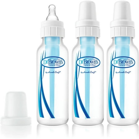Dr. Brown's Natural Flow BPA Free Plastic Baby Bottle, 8 Oz, 3 (Best Glass Baby Bottles)