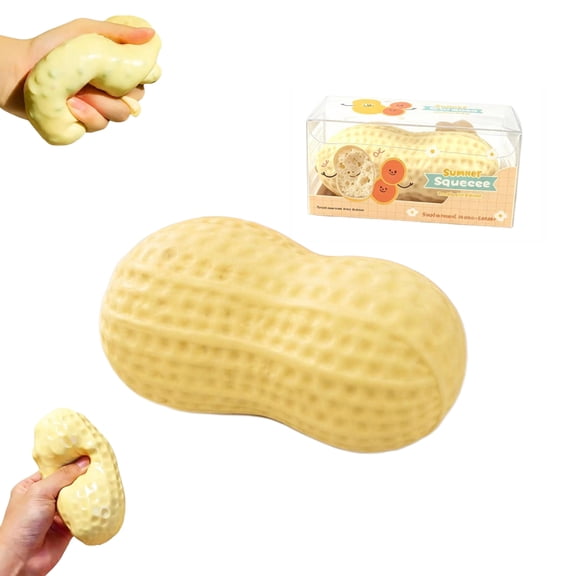 Crunchy Peanut Squishy Fidget Toy, Peanut Shaped Crispy Squeeze Stress Toy, 2.76in Simulated Food Moldable Sensory Toy for Novelty Desk Decor Gift