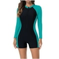 thumbnail image 2 of purcolt Women's One Piece Swimsuits UPF 50+ Rash Guard Long Sleeve Zipper Boyleg Swimwear Shorty Wetsuit Full Body Bathing Suit, 2 of 9