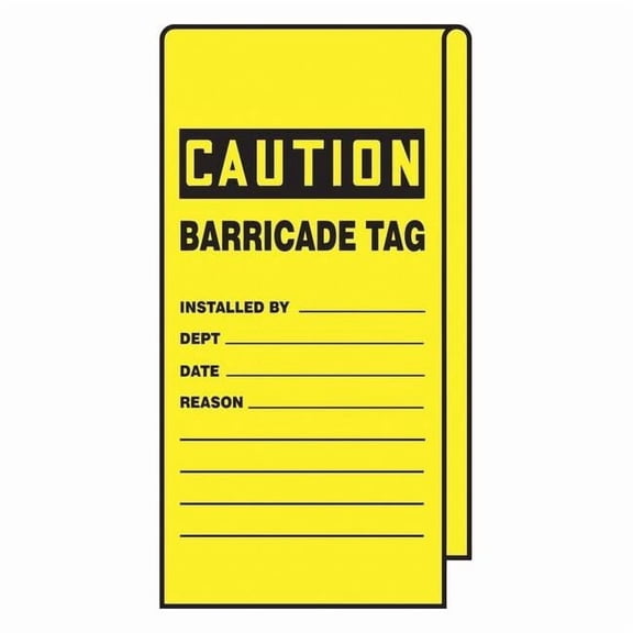 Accuform Wrap Stick Tag, Caution, 12"Lx3-1/8"W, PK25 TAT113