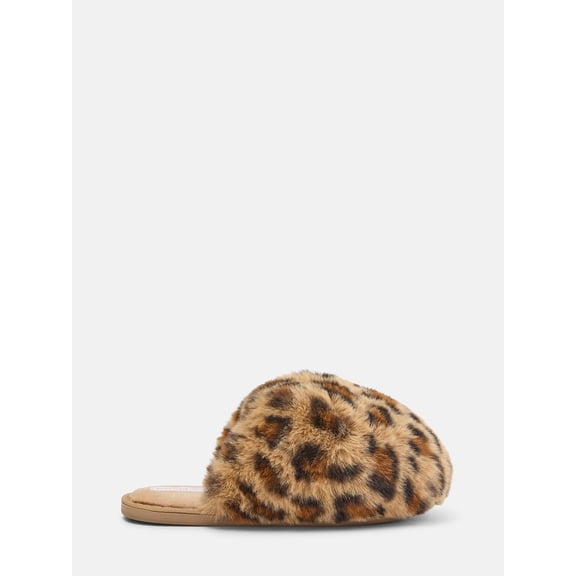 Joyspun Women’s Faux Fur Puff Scuff Slippers
