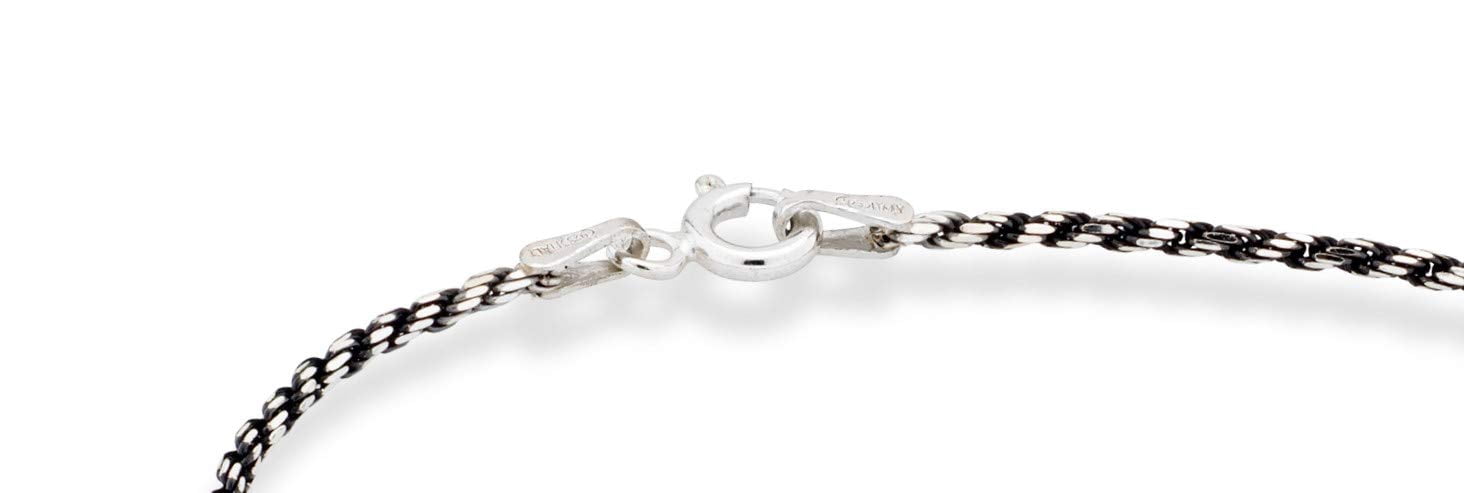 Miabella 925 Sterling Silver Solid 1.5mm Diamond-Cut Braided Rope Chain Anklet Ankle Bracelet for Women, Made in Italy (black-rhodium-plated-silver, 9)