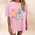 thumbnail image 2 of Lkhaha Women T Shirt Colorful Letter Print Oversize Short Sleeve Casual Crew Neck Fashion Y2K Clothes 2026 Pink 2XL, 2 of 4