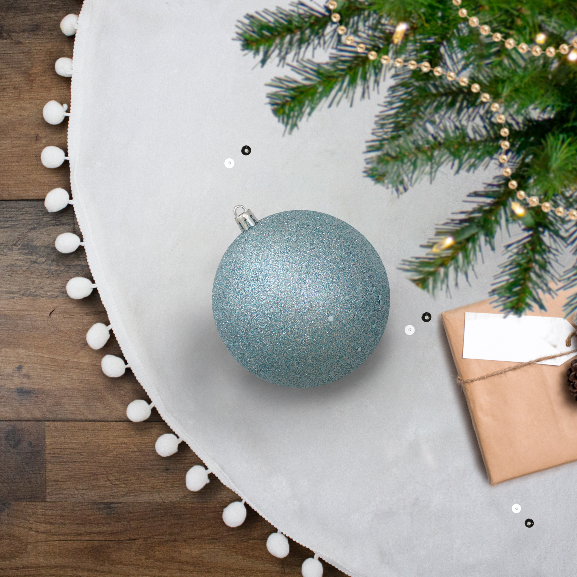 Baby Blue Holographic Glitter Shatterproof Christmas Ball Ornaments 4" (100mm)