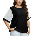 thumbnail image 2 of Tbopshirt Womens Tops,Women Casual T-shirt Plus Size Buttons Round Neck Short Sleeve Pullover Blouse Tops, 2 of 5