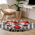 thumbnail image 4 of Red Love Bow Round Area Rug 3.3Ft Washable Circle Rugs for Dining Room Table, Valentine's Day Love Black White Palid Linen Non-Slip Carpet Floor Mats Indoor Outdoor Carpet Runner Aesthetic Home Decor, 4 of 8