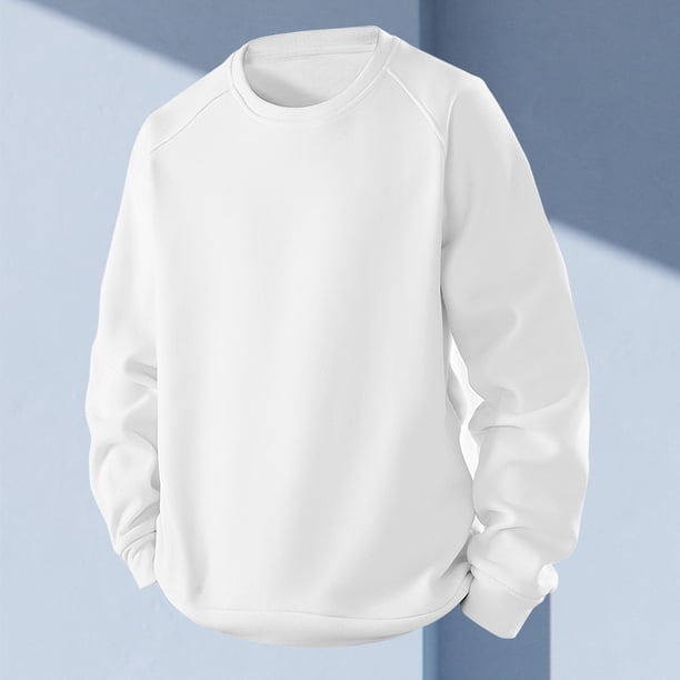 pstuiky camisa de manga larga para hombre, Blusa/camiseta informal de cuello redondo de color liso para hombre camisetas de hombre xl