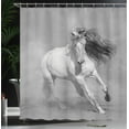 thumbnail image 3 of Ambesonne Gray Shower Curtain, Photo of Horse on Sand Print, 69"Wx75"L, Pale Eggshell White and Umber, 3 of 4