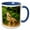Blue/White, variant on 3drose, Minnesota, Coyote Pup Howling at Den, Captive, 15oz Mug