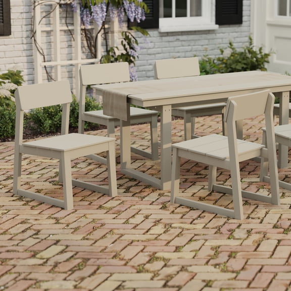 WestinTrends Paloma Modern HDPE Outdoor Armless Patio Dining Chairs (Set of 2), Sand