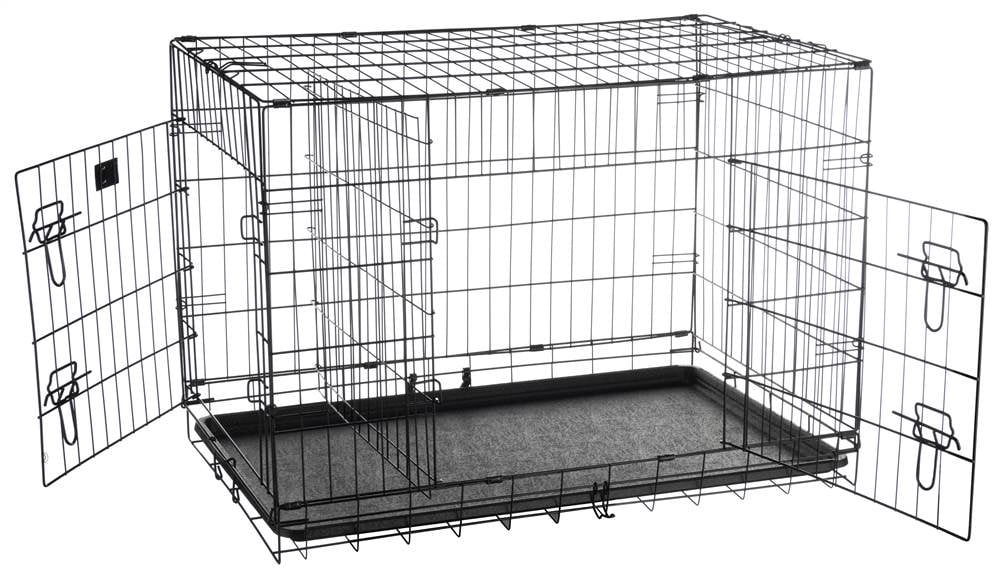 Pet Trex 36" Folding Pet Crate Double Door Kennel Wire Cage with
