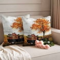 thumbnail image 2 of Thanksgiving Pumpkins Outdoor Waterproof Pillow Covers, Fall Cart Yellow Tree Country Rustic Decorative Square Throw Pillowcase Sofa Cushion Sham for Patio/Couch/Chair, 16"x16" 2 Pack, 2 of 8