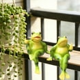 thumbnail image 4 of Euaioeiu Resin Frog Figurines for Home Decor,Cute Garden Ornaments,Hand-Painted Desktop Decor,Set of 2,4.13x3.35x2.95in,Green Frog Statue for Pot,Fairy Garden,Balcony,Indoor Outdoor Decorations, 4 of 6