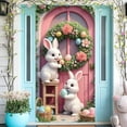 thumbnail image 6 of KOYPTL Easter Door Cover for Front Door, Cute Easter Bunny Egg Wreath Pattern for Front Door, Welcome Door Porch Sign Banner for Spring Holiday Party Easter Decorations Indoor, 35.4x70.8 inch, B, 6 of 7