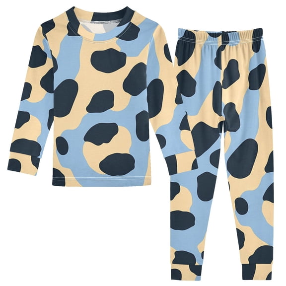 Blue Yellow Background Pattern Cotton Pajamas 2 Piece Set Sleepwear Soft and Comfortable Homewear Nightwear