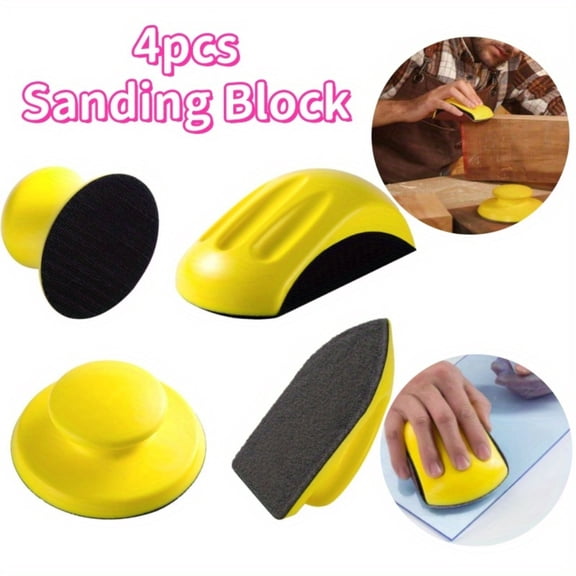 4PCS Hook and Loop Sanding Block Included 1 Cleaning Brush 5 Inch Round and Mouse Sanding Block Meant for Wood Furniture Restoration Home Arts and Crafts