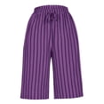thumbnail image 5 of Ashirexll Women's Shorts Casual, Summer Shorts for Women, Fashion Casual Stripe Elastic Loose Pants Straight Wide Leg Trousers with Pocket Half Shorts Pants, 5 of 7