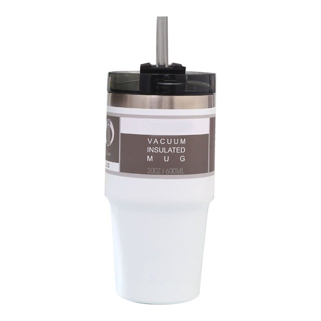 Taza de coche ZHCH con aislamiento al vacío y tapa con pajita color blanco 600ml