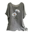 thumbnail image 2 of Summer Tops Viikei Womens Tops Short Sleeve Casual,Blouse for Women Dressy Casual,Women's Fashion Print Tees Casual Crew Neck Raglan Short Sleeve Loose T Shirt Linen Blouses Gray S, 2 of 5
