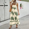 thumbnail image 2 of Boho Dresses for Women 2025 Sleeveless Square Neck Smocked Maxi Dress Casual A Line Flowy Beach Vacation Sun Dresses Army Green XXL, 2 of 9