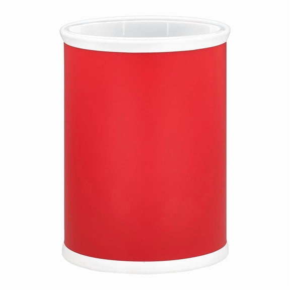 Kraftware Rainbow Collection Oval Wastebasket With Plastic Liner, Adds Fun Color To The Bathroom, Kids Bedroom and Entertaining Area, 13 Quart Capacity, 2 Piece Set, 14 inch Height, Red