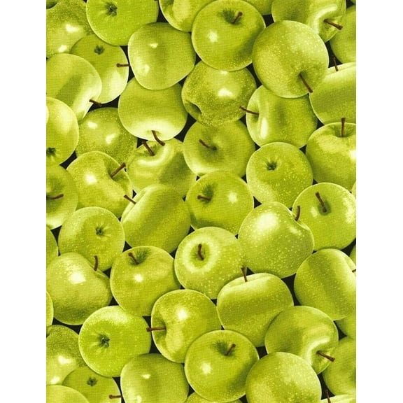 Timeless Treasures Veedaf Food Fabric Packed Green Apples 100% Cotton Fabric sold by the yard