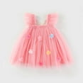 thumbnail image 2 of Robes Décontractées pour Tout-Petites Filles Été en Maille Couleur Unie Ailes de Papillon Col Carré Manches Volantées Danse Fête Tutu Robe d'Été Mode Urbaine, Rose, 3-4 Ans, 2 of 4