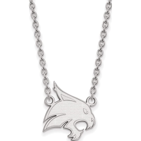 14K White Gold 14Kw Logoart Texas State University Large Pendant With Necklace (18 X 16) Made In United States 4w012tst-18