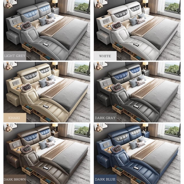 Marco de cama Tatami moderno Queen para niños, diseño turco inteligente ajustable para niños, viene con otros muebles de dormitorio para niños