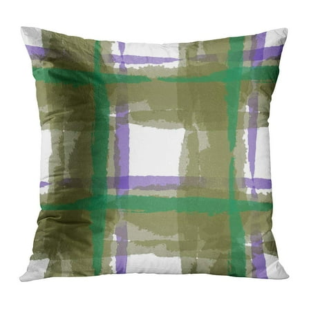 Pillow Upholstery ECCOT Watercolor Abstract Kilt Hand Crossing Stripes Upholstery Rustic Check Plaid Scottish Brush Celtic Dirty Pillow Case Pillow Cover 18x18 inch ()
