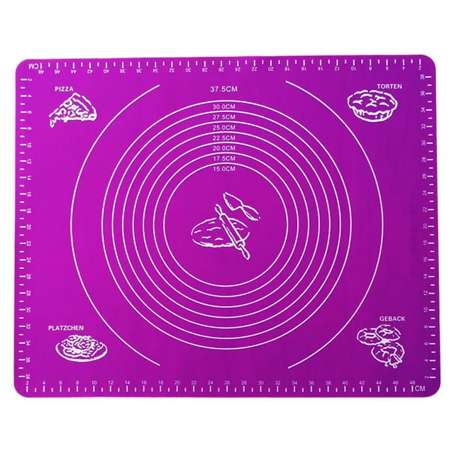 2 Pcs Pastry Mat Extra Large Thick Silicone Baking Mat with Measurements Non Stick Non Pastry Rolling Mat - 50x40cm (Purple)