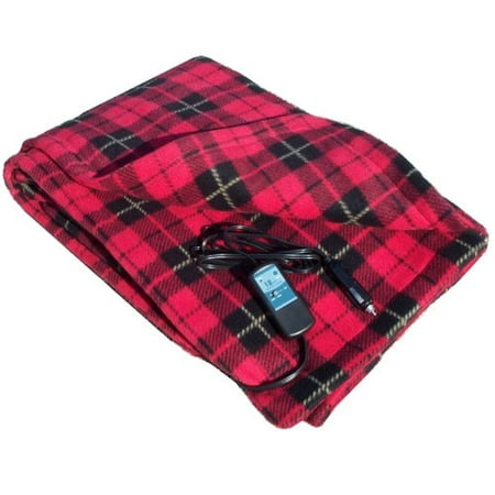 Heated Fleece Travel Electric Blanket - 12 Volt - Red