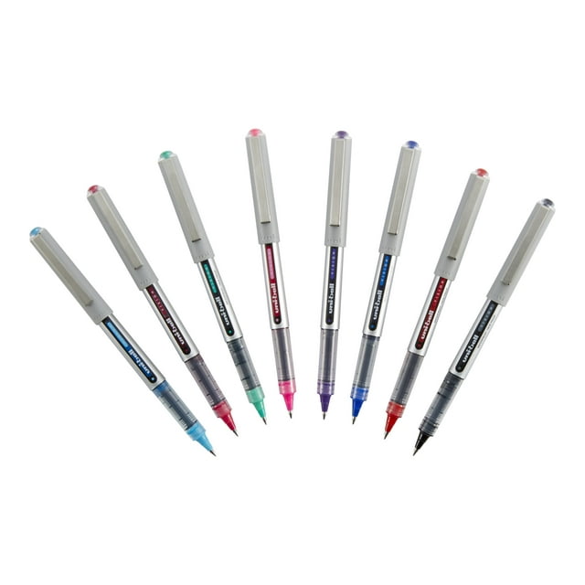 Uni-ball Vision - Stylo Roller - Couleurs Assorties - 0,7 mm - Fin (Lot de 8)