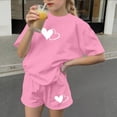 thumbnail image 4 of Cethrio Girls Activewear Outfit Sets Size 14-16, Summer Short Sleeve 2 Piece Casual Kids' Athletic Clothing Sets Pink, 4 of 5