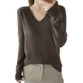 thumbnail image 2 of VgaVtl Womens Sweaters Long Sleeve Womens Fall Sweaters 2025 Brown Regular Layering Solid Color Lightweight Sweaters, 2 of 3