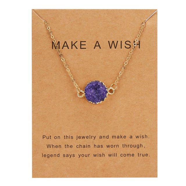 Personalized Bright Imitation Natural Stone Resin Pendant Paper Card Necklace Temperament Clavicle Chain