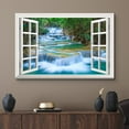 thumbnail image 2 of wall26 Canvas Print Wall Art Window View of Cascading Forest Waterfall Nature Wilderness Photography Realism Rustic Landscape Colorful Vibrant for Living Room, Bedroom, Office - 32"x48", 2 of 5