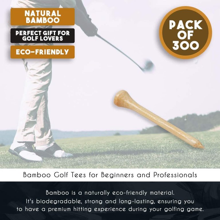 Juvale 300 Pack Bamboo Golf Tees in Bulk (2 3/4 inch, Natural Wood Color)