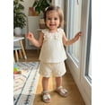 thumbnail image 4 of Loicainy Toddler Baby Girl Summer Outfit 6 12 18 24 Months 2T 3T 4T Casual Decorative Flower Design Sleeveless Tops and Shorts 2 Pcs Clothes Set, 4 of 9