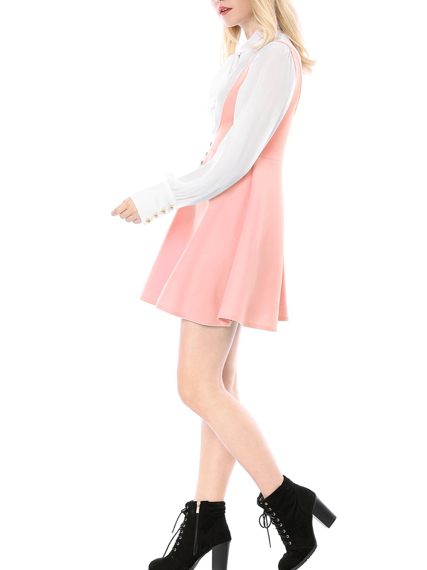 DARING DIVA Women's Above Knee Hem Suspender Skirt Dress XL Pink
