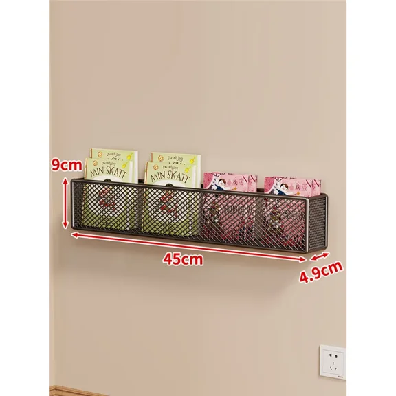 Wall Bookshelf Behind Door Ultra-narrow Simple Wrought Iron Children's Picture Books Book Finishing Rack Wall-mounted Storage