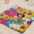 thumbnail image 5 of Color Floral Flowers Beach Blanket Outdoor Picnic Blanket 78"x 78" Waterproof Foldable for Beach Camping Travel Hiking Grass Lawn Park, 5 of 5