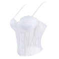 thumbnail image 3 of JGGSPWM Women's Spaghetti Strap Mesh Floral Lace Corset Tops Lace-Up Bustier Going Out Date Night Party Crop Cami Top White M, 3 of 7