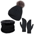 thumbnail image 1 of Ensemble Bonnet Foulard Gants d'Hiver pour Femmes Doublé Accessoires Chauds Doux Confortable pour Temps Froid, 1 of 6