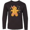 thumbnail image 3 of Inktastic Cute Gingerbread Girl with Pink Bow Christmas Long Sleeve Youth T-Shirt, 3 of 5